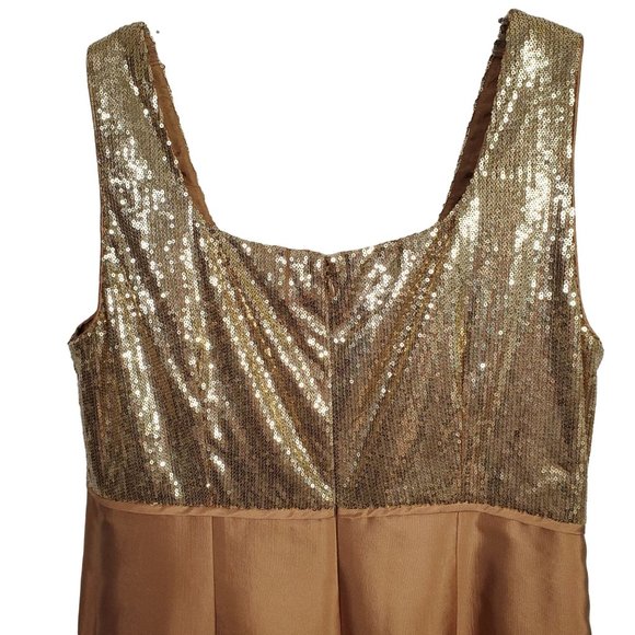 Talbots Size 16 Dress Bolero Jacket Set Gold Sequins Silk Cotton Formal Party - Picture 8 of 13